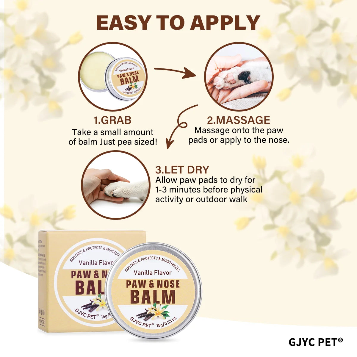 Pet Paw & Nose Balm Dog Cat Vanilla Scent Moisturizing Soothing Anti-Cracking Repairing Dry Cracked Natural Moisturizer