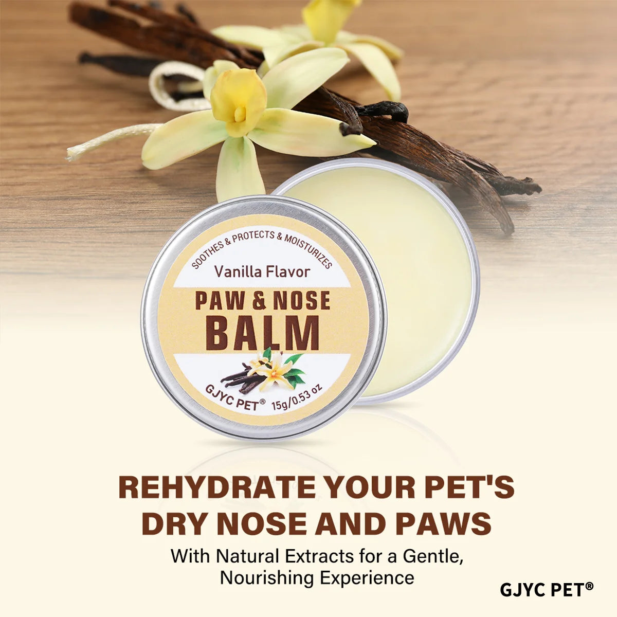 Pet Paw & Nose Balm Dog Cat Vanilla Scent Moisturizing Soothing Anti-Cracking Repairing Dry Cracked Natural Moisturizer